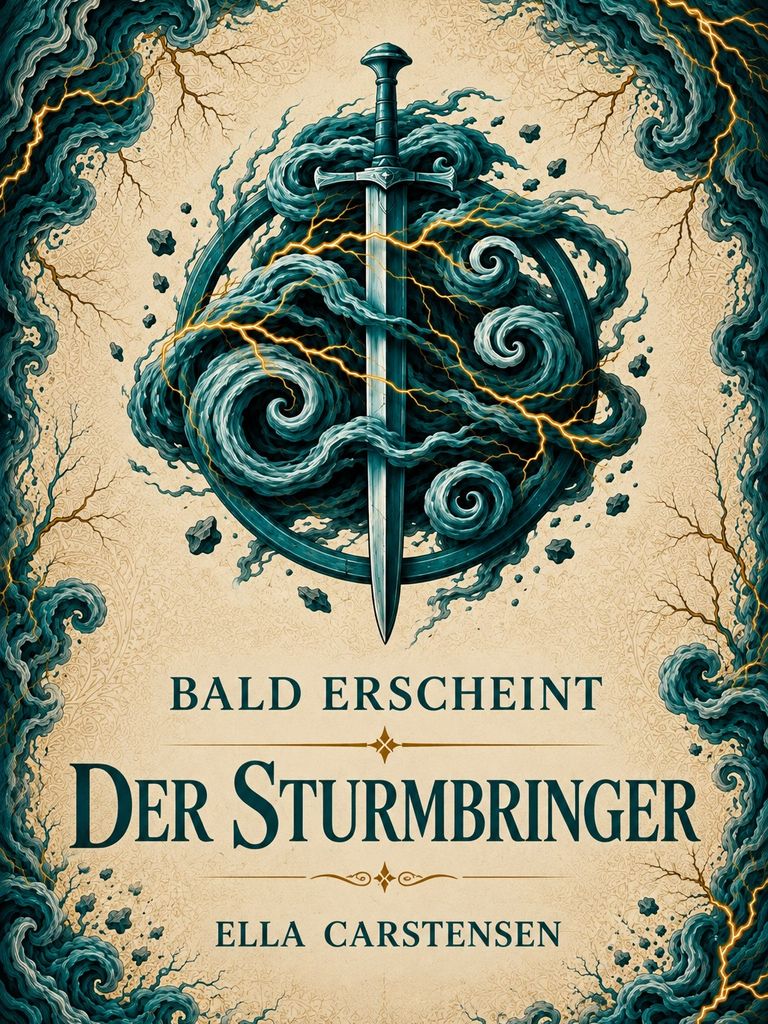 Buchankündigung für den am 17.11.2026 erscheinenden High-Fantasy-Roman "Der Sturmbringer" von Ella Carstensen